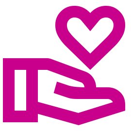 Heart on hand icon